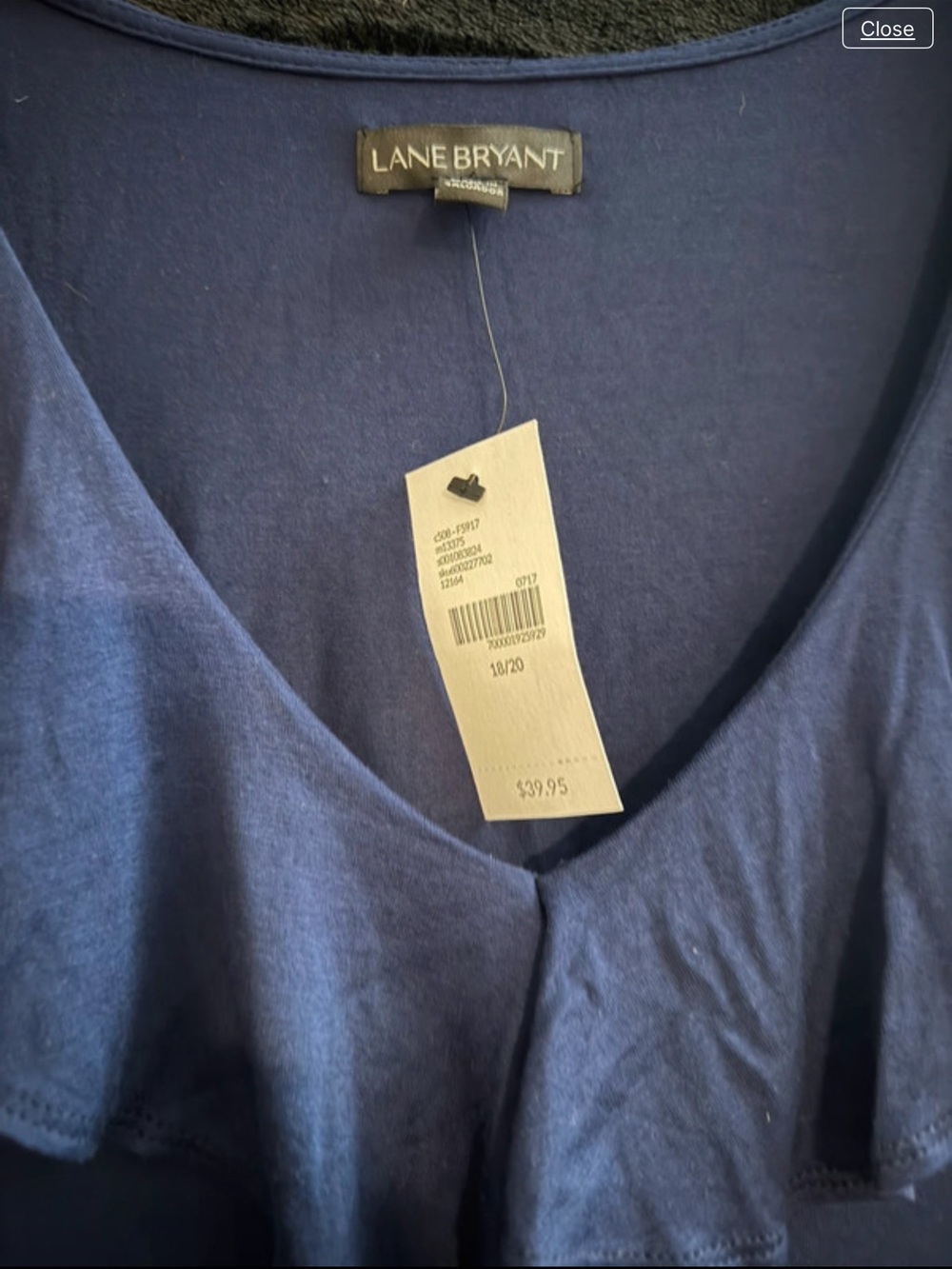 NWT Lane Bryant Navy V-Neck Ruffle Top XL
